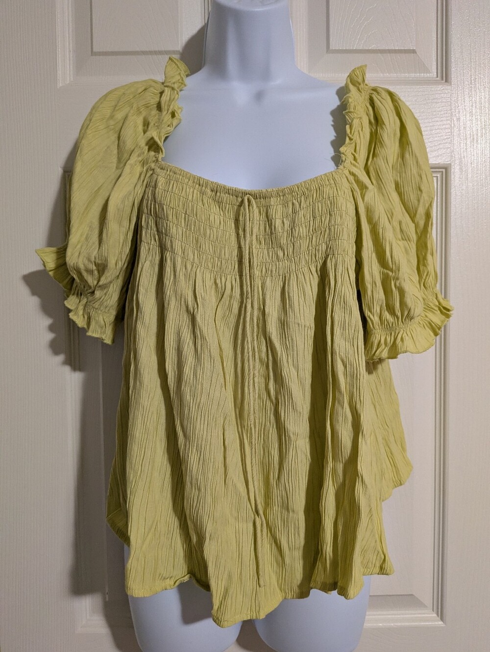Arula smocked chartreuse blouse